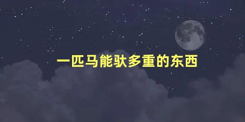 一匹马能驮多重的东西