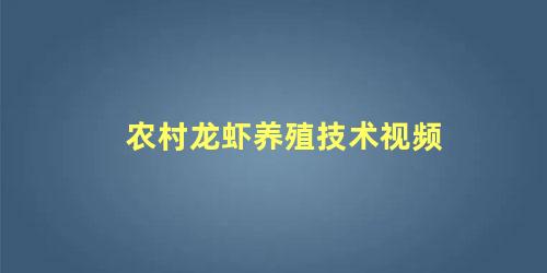 农村龙虾养殖技术视频