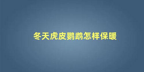 冬天虎皮鹦鹉怎样保暖