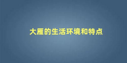 大雁的生活环境和特点