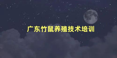 广东竹鼠养殖技术培训