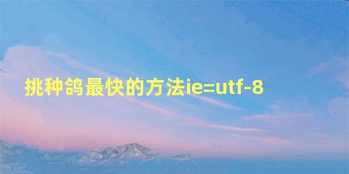 挑种鸽最快的方法ie=utf-8