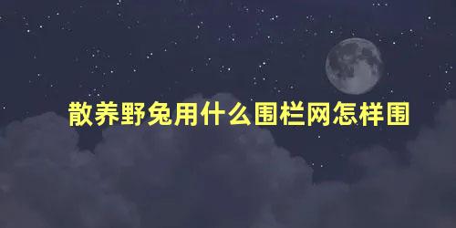 散养野兔用什么围栏网怎样围