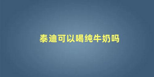 泰迪可以喝纯牛奶吗