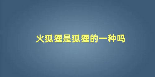 火狐狸是狐狸的一种吗