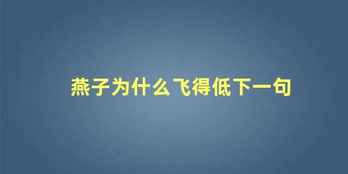 燕子为什么飞得低下一句