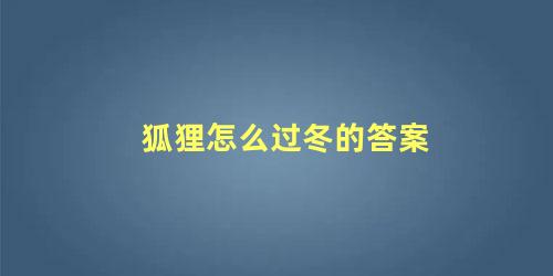 狐狸怎么过冬的答案