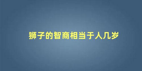 狮子的智商相当于人几岁