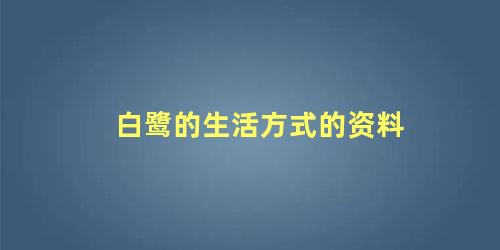 白鹭的生活方式的资料