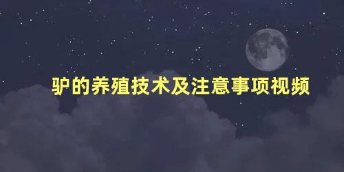 驴的养殖技术及注意事项视频