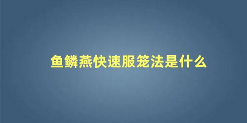 鱼鳞燕快速服笼法是什么